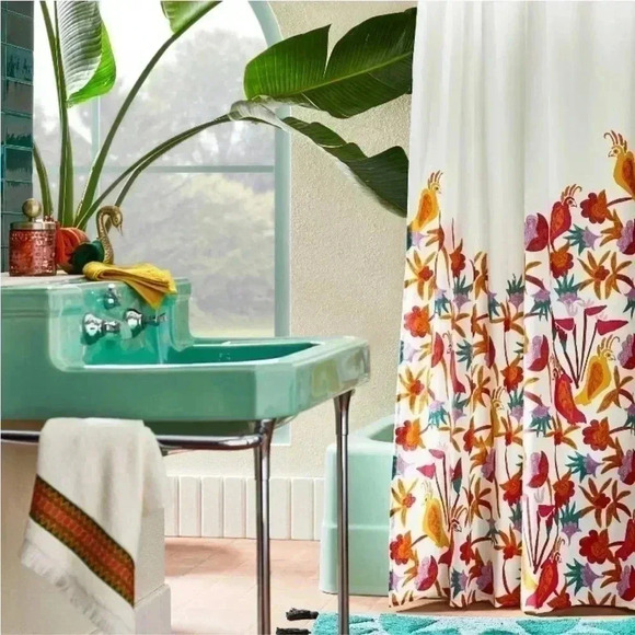 NWT Natalia Bird Shower Curtain White - OPALHOUSE designed with Jungalow - Picture 2 of 7